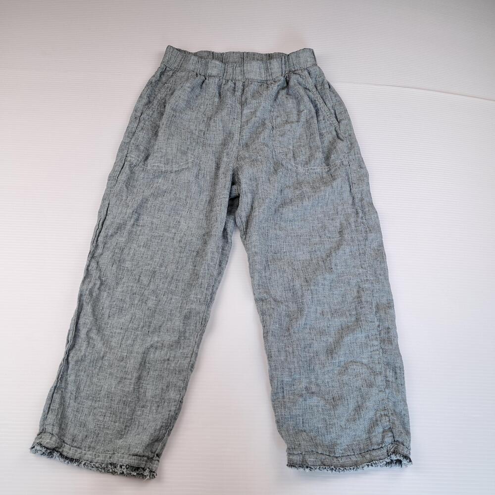 Cut Loose Pants Womens XS Gray Linen Cotton Wide Leg Cropped Pull On Casual